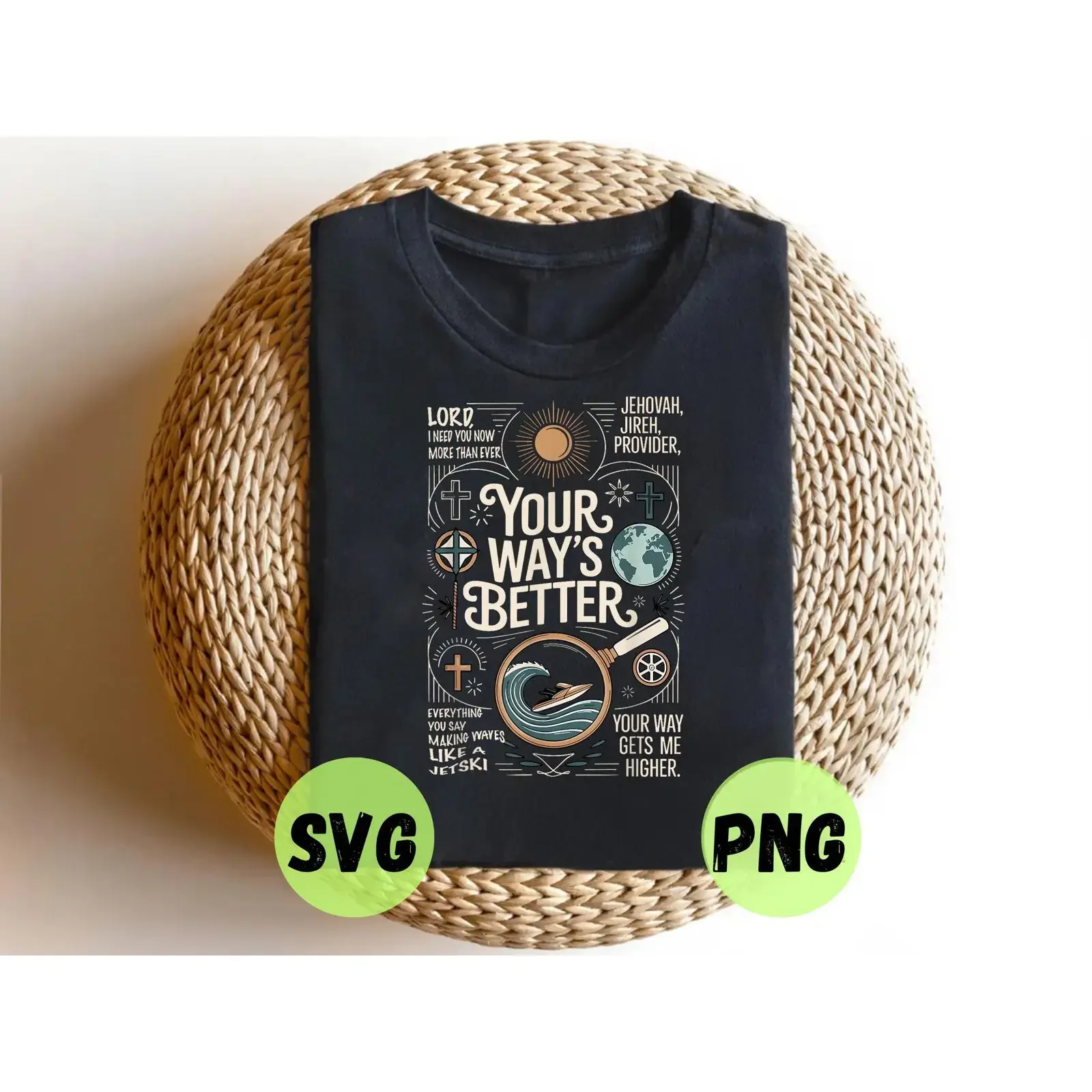 Твой путь лучше SVG PNG Дизайн с цитатой из христианской веры, стихом из Библии, Иисусом, цифровая загрузка, винтажный, состаренный, универсальный, эластичный.