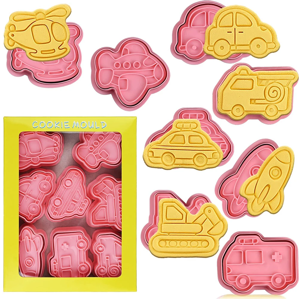 

Cookie Baking Moulds Transportation Vehicle Cookie Cutters Baking Molds for Fondant Biscuit Pastry Cheese Baking Mini Molds