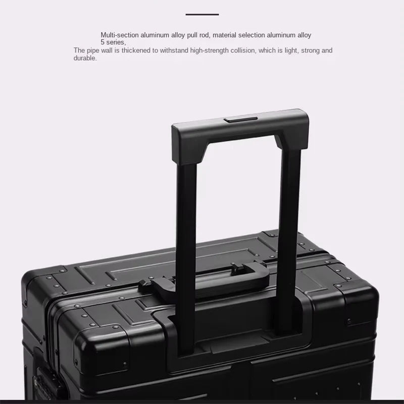 KLQDZMS Rolling Suitcase All Aluminum Magnesium Alloy Boarding Box Business Trolley Case Large Capacity 20“24”26
