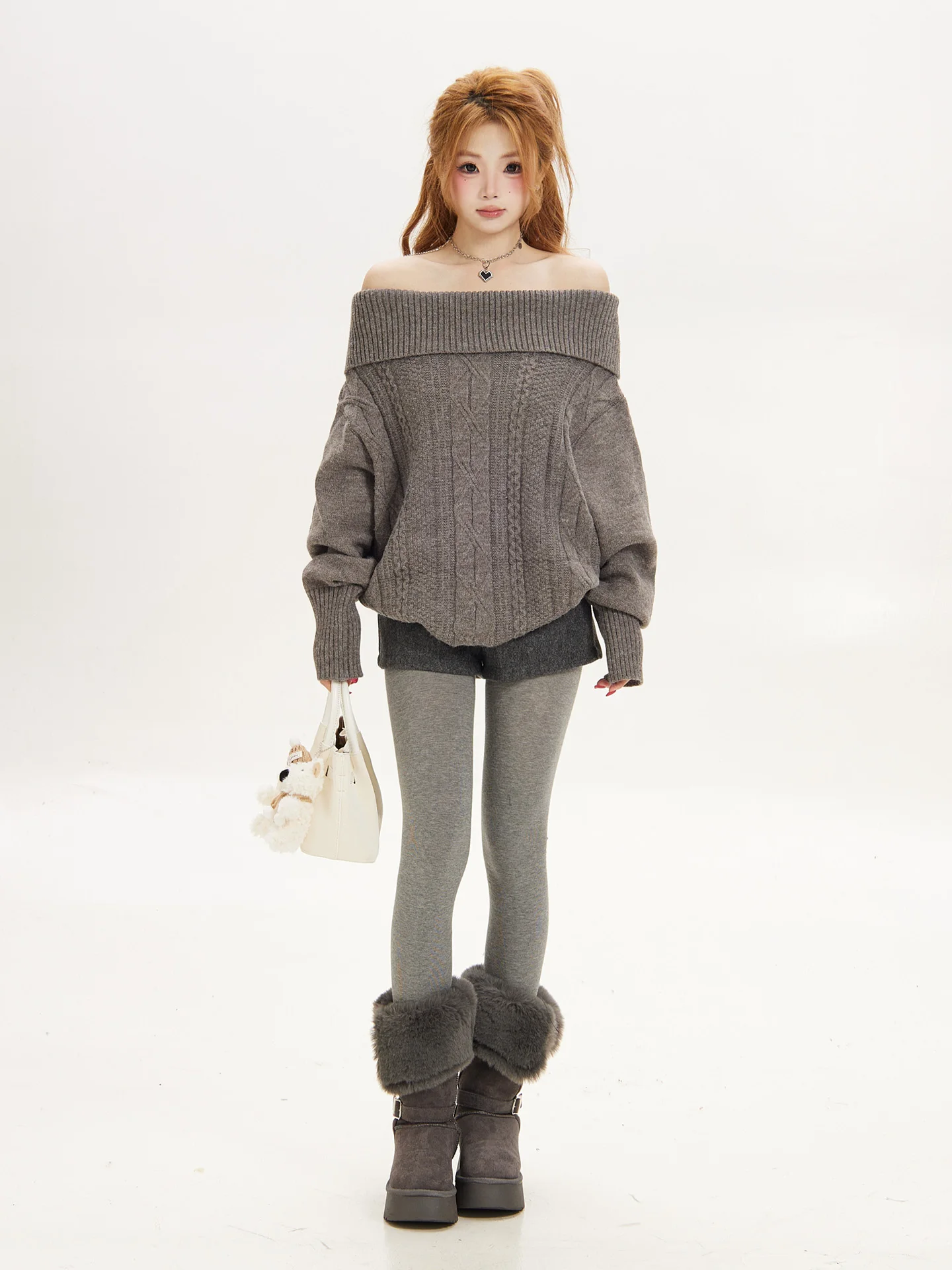 Lazy Style Women's Knitted Sweater Shoulder Bared Twist Knit Casual Loose Fit Long Sleeve Autumn Winter Fashion Atmosphere Top