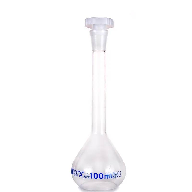 200ml Transparent Lab Borosilicate Glass Volumetric Flask with plastic Stopper Office Lab Chemistry Clear Glassware Supply