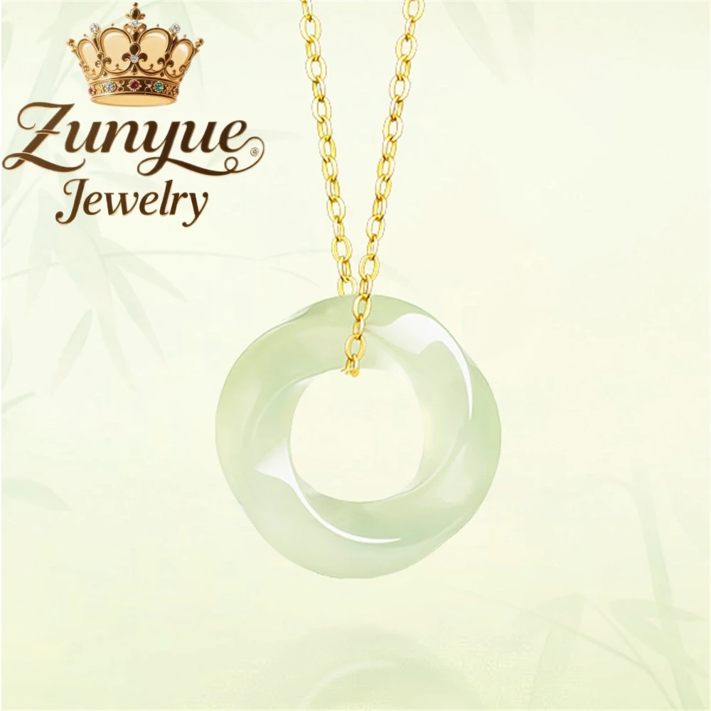 

Genuine Natural Old Material Hetian Jade Green Jade Mobius Strip Pendant, Jade Pendant Necklace Fashion Jewelry Charms Exquisite