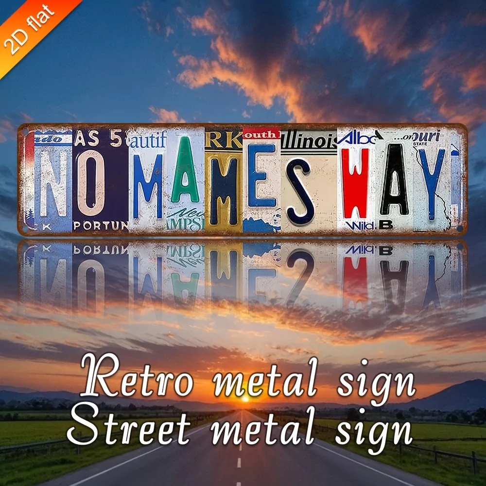 2D Flat, 1pc Vintage Aluminum Metal Sign Wall Art -Retro License Plate Design with Illinois, Missouri, Oklahoma & More-16x4 Inch