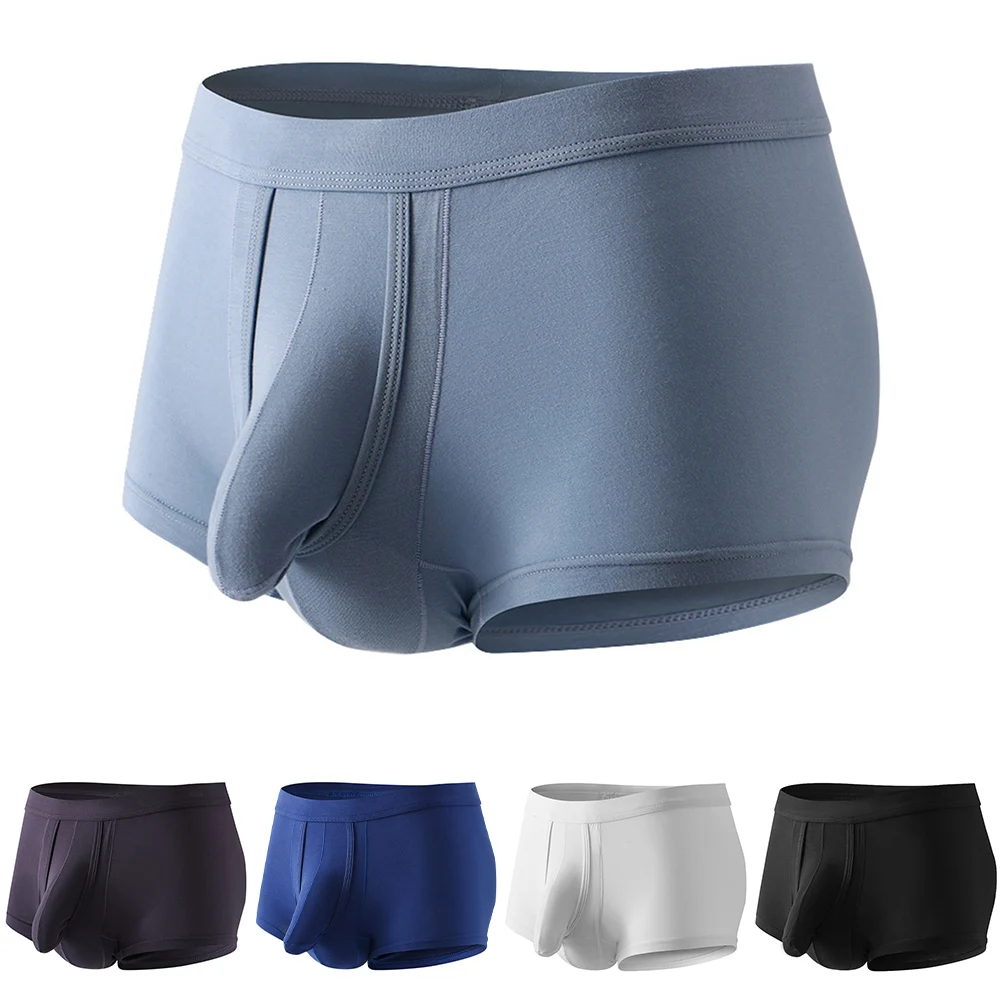 

Men Solid Underpants Elephant Nose Cotton Trunks Sexy Lingerie Boxer Shorts Separated Pouch Brazilian Underwear Men's Clothing