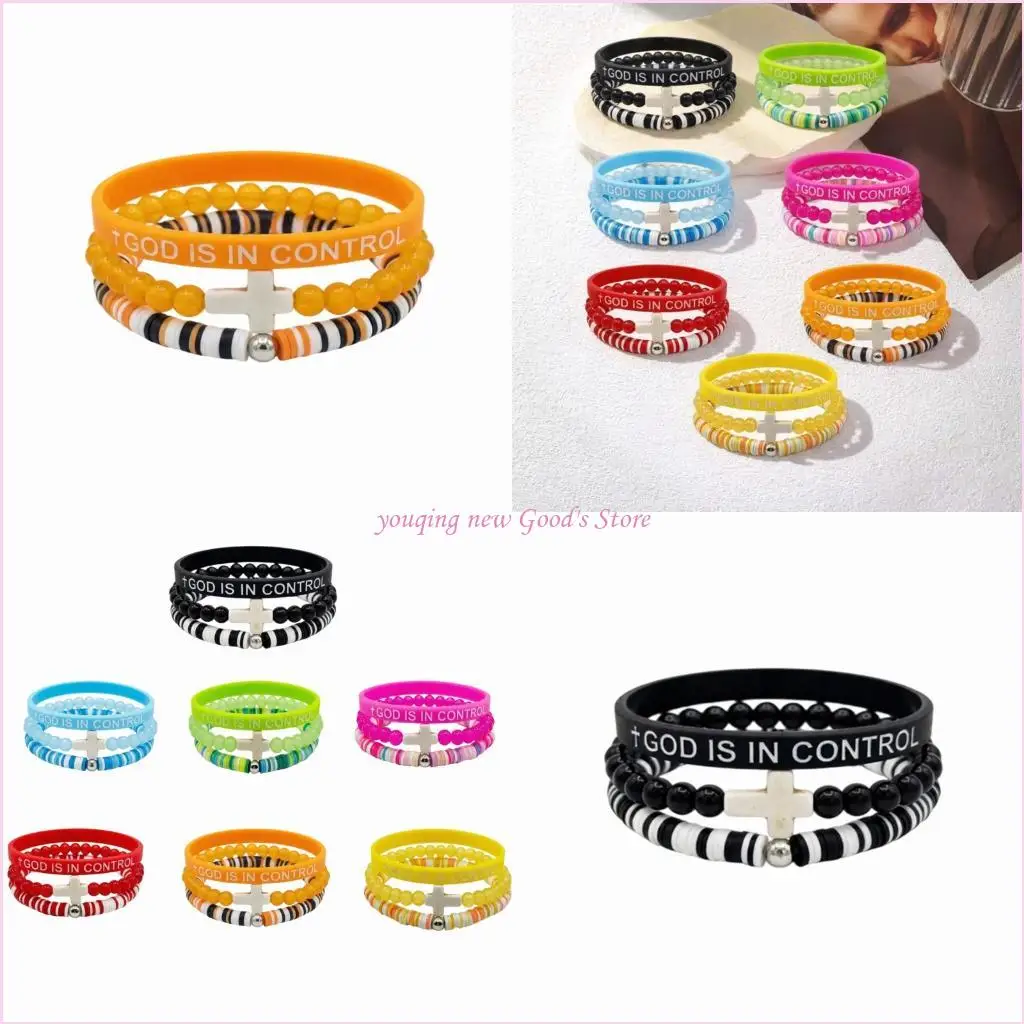 57QA Handmade Resin Crosses Wristband With Positive Styles Message