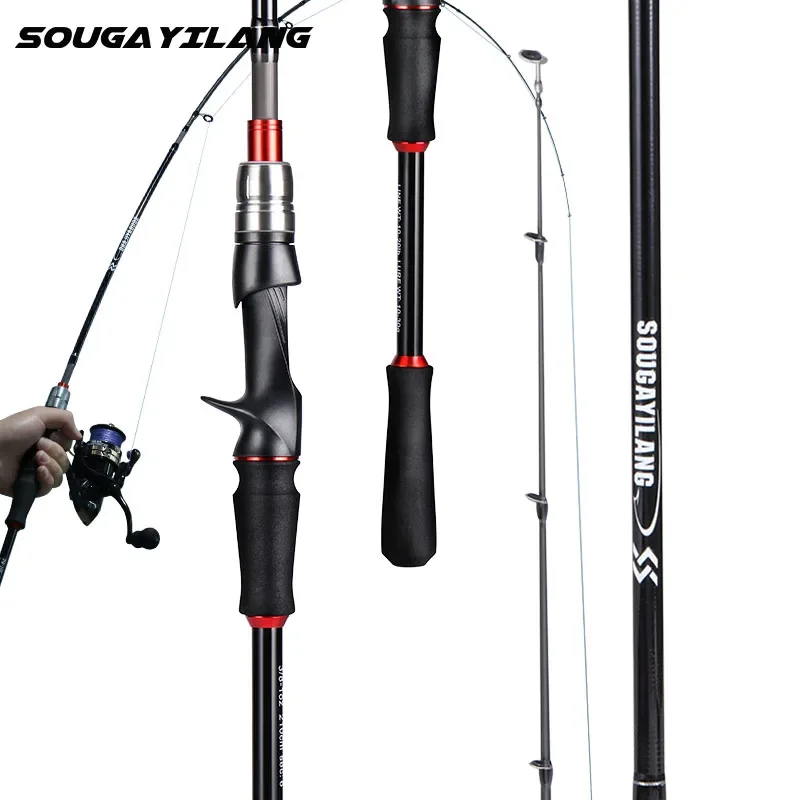 Sougayilang 5 Sections 2.1m Spinning Casting Fishing Rods Ultralight Weight Carbon Fiber for Travel Freshwater Fishing Pesca