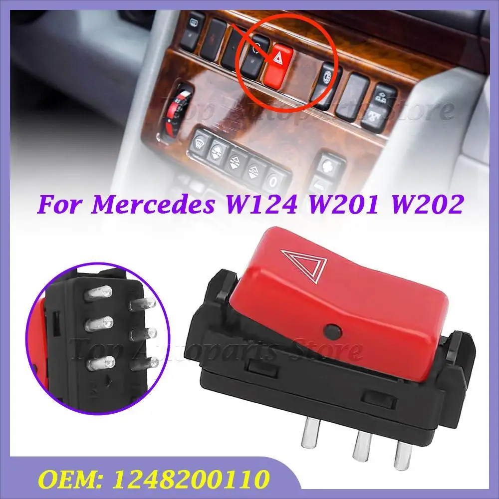 

For Mercedes W124 W201 W202 1248200110 Warning Hazard Light Emergency Flasher Switch Red Replacement