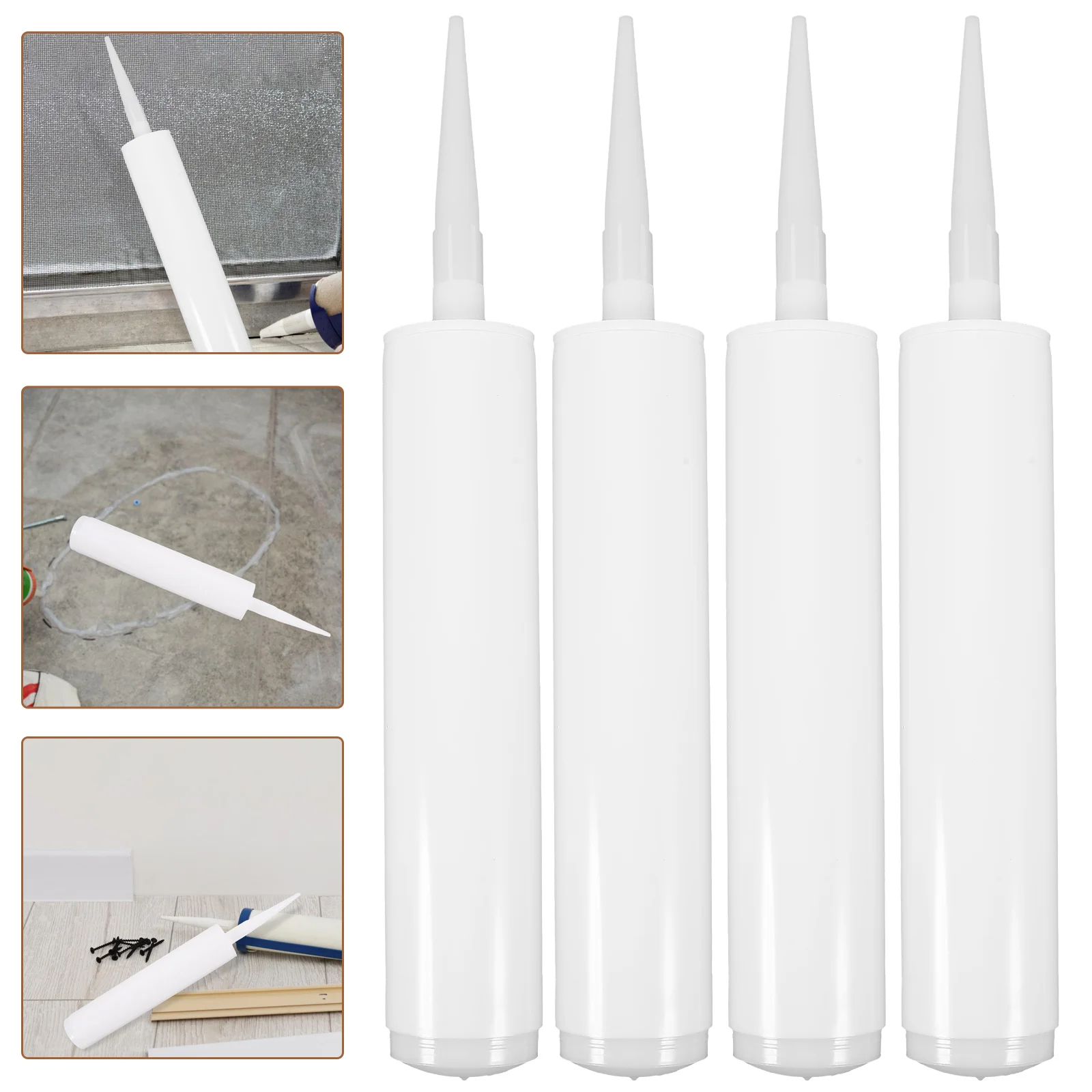 4 Pcs Empty Hose Refillable Sealant Tube DIY Caulk Plastic White Caulking Tubes Sealing Epoxy Tool