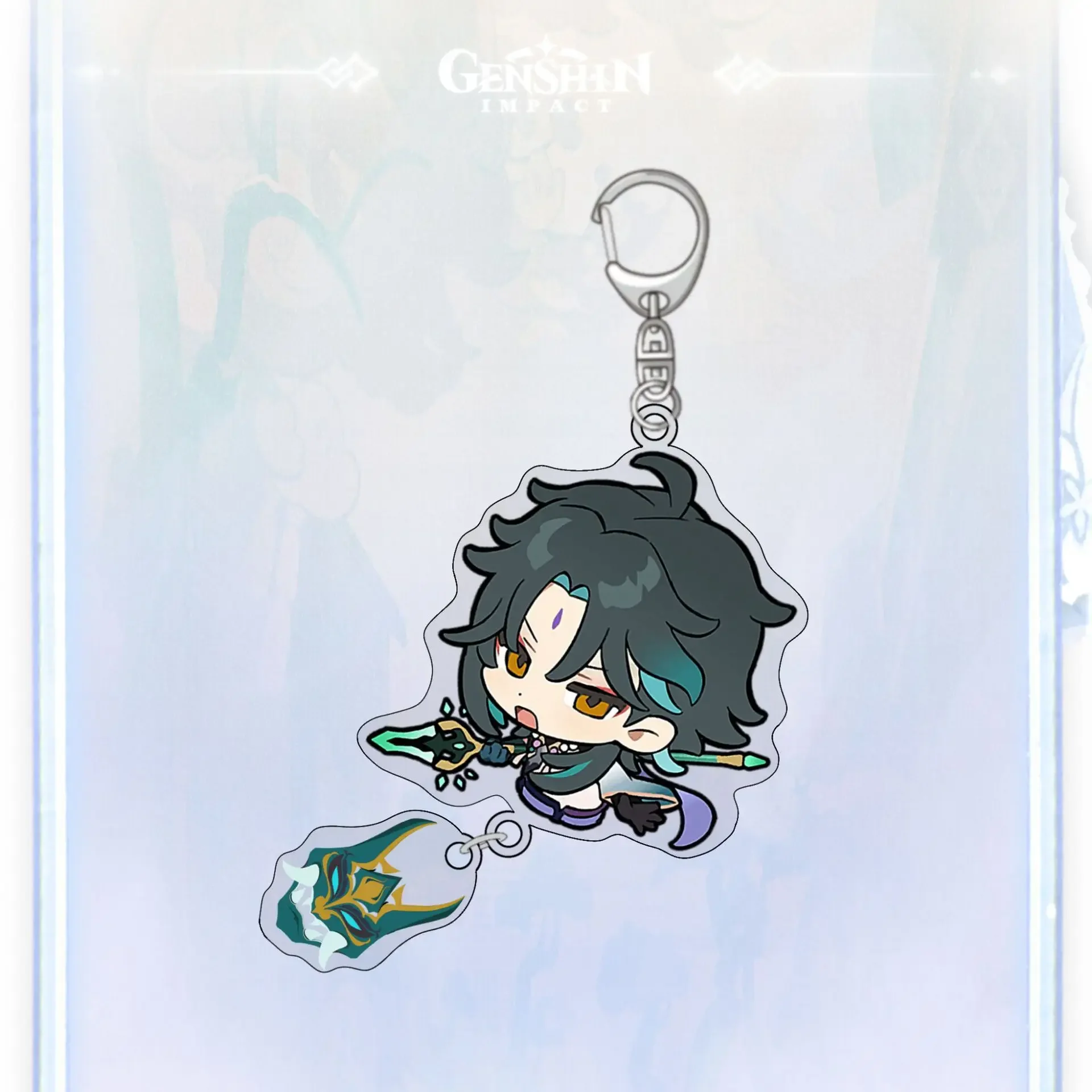 Anime Game Genshin Kunikuzushi Morax Kaeya Xiao Hu Tao Tartaglia Acrylic Keychain Badge Cartoon Cosplay Pendant Accessories image 2