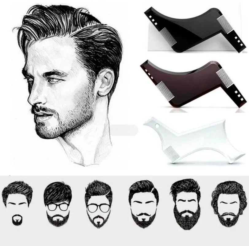 Men Beard Template StylingTool Double Sided Beard Shaping Comb Beauty Tool Shaving Hair Removal Razor Tool for Men