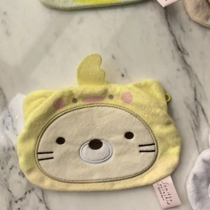 Cartera de felpa de dibujos animados Kawaii Sumikkogurashi, monedero encantador para estudiante, bolsa de almacenamiento para auriculares, periféricos de animé, regalo de cumpleaños