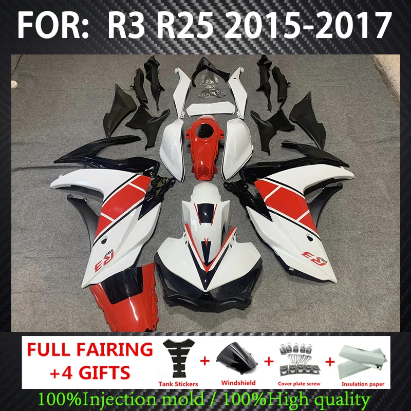 

Injection Fairings for R3 2015 - 2017 R25 2016 Complete Panels 15 16 17 ABS Plastic Panels Kit Body Work Red white Cowlings