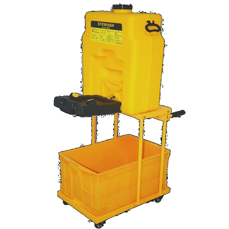 

Portable mobile eye washer device Emergency wall-mounted cart type 53L trolley spray eye washer Factory inspection