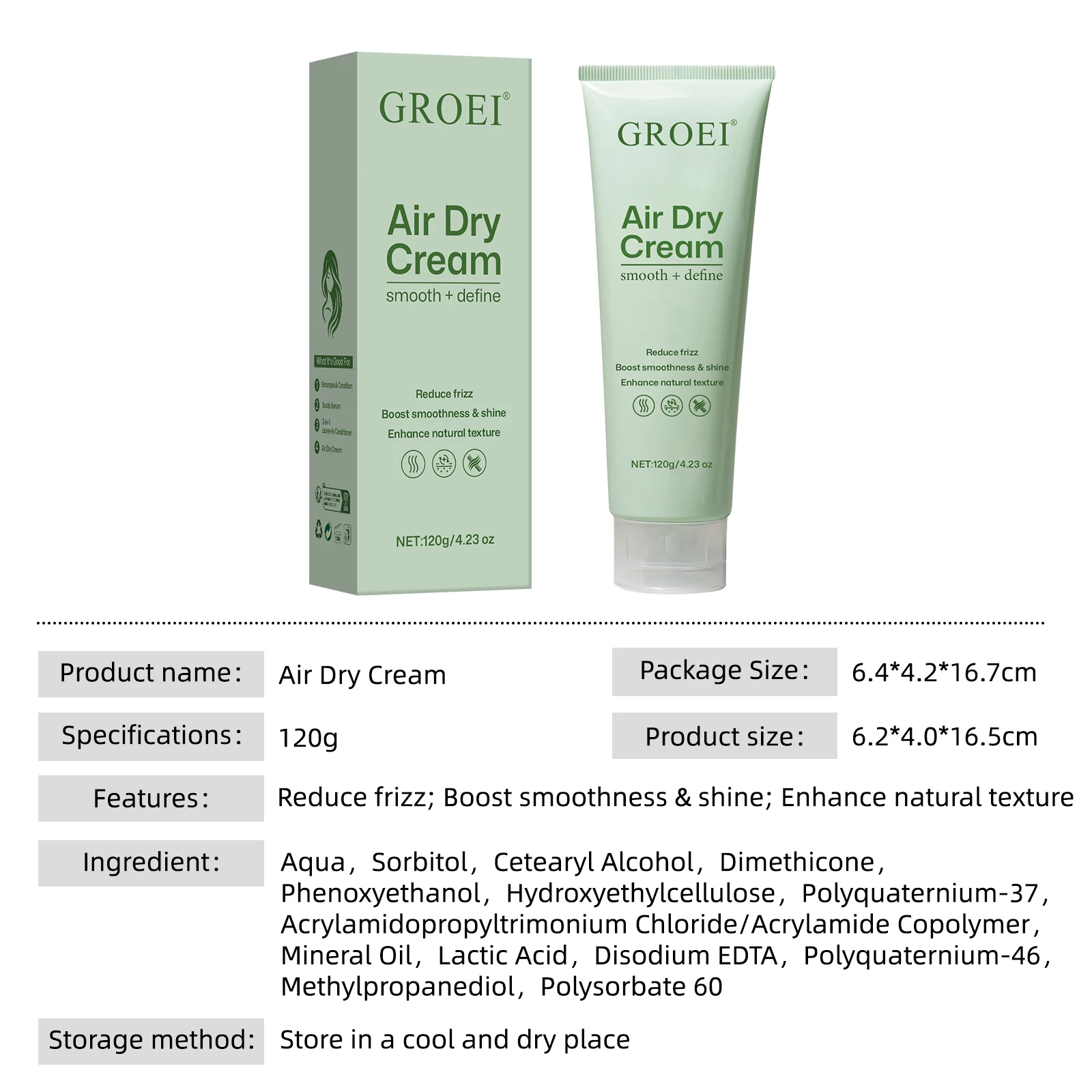 كريم تحديد الضفيرة غير لاصق يرطب لتحديد كريم تصفيف الشعر اللامع والترتد للشعر المتموج والمجعد