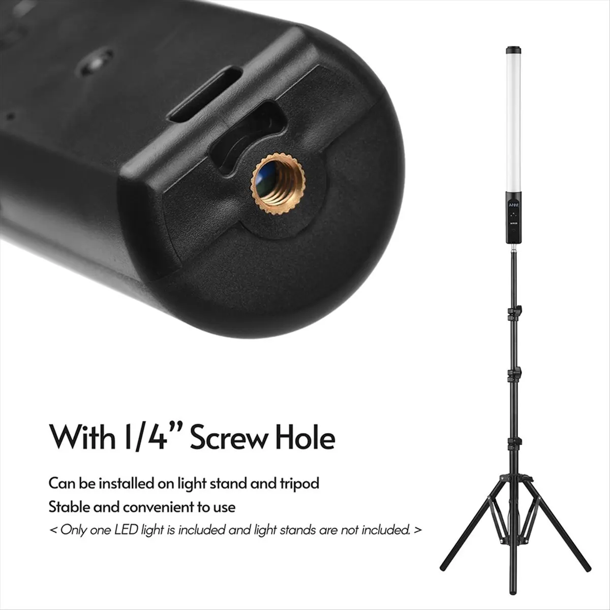 doyme Handheld RGB Tube Light LED Video Light Wand 3200K-5500K Dimmable 10 Modes Effects Built-in Battery with Remote Control