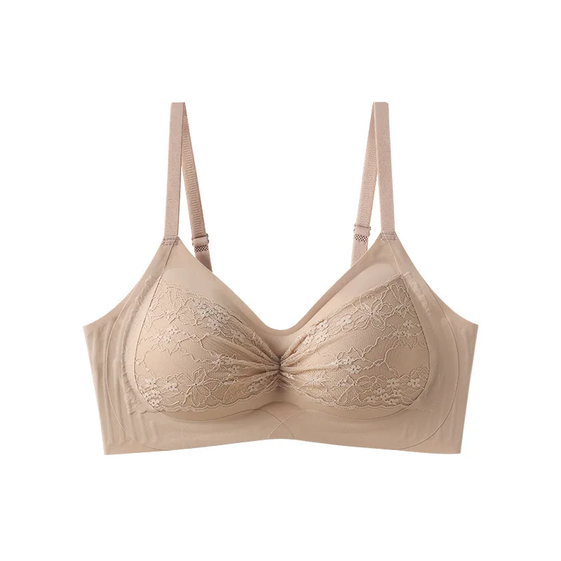 Lace KUCLUT Women's Bra Fixed Cup Gathered Comfortable Breathable Anti-Slip Side Control Silicone Gel Underwear view 5