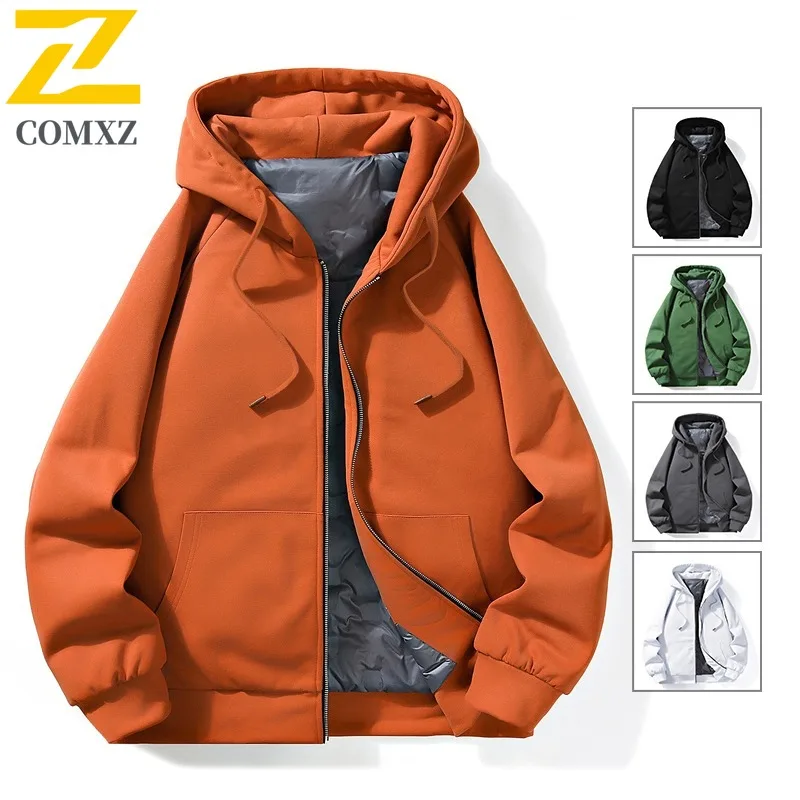 

COMXZ Classic Hooded Men Down Jacket Hiking Trip Wind Resistant Warmth Parka Lightweight Camp Cold Proof Winter Down Coats