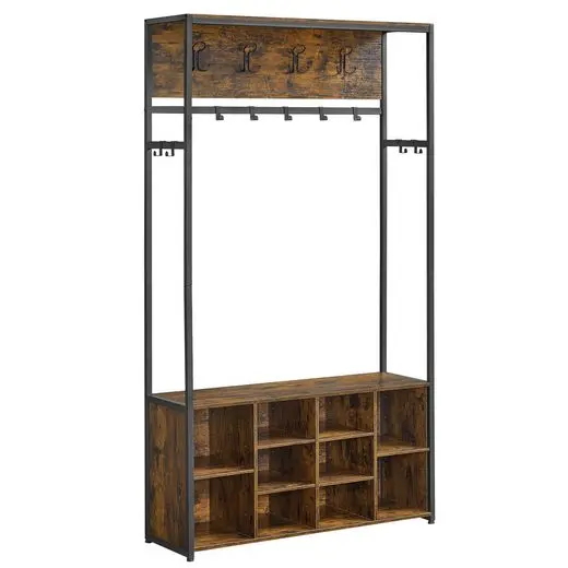 VASAGLE Garderobenständer Garderobe, Kleiderständer, Garderobe, Eingangsmöbel mit Schuhregal, offene Fächer