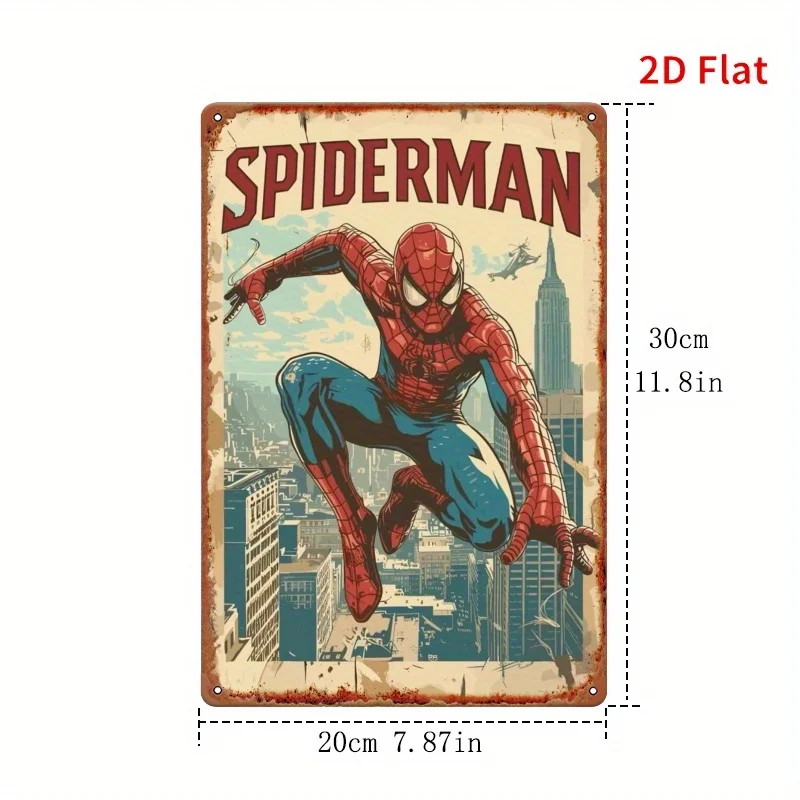 [مسطح [قطعة واحدة من فن الحائط المعدني Spiderman & Deadpool "Romantic" مقاس 20.32 × 30.48 سم، ديكور داخلي/خارجي، علامة حديدية مع مدينة عتيقة