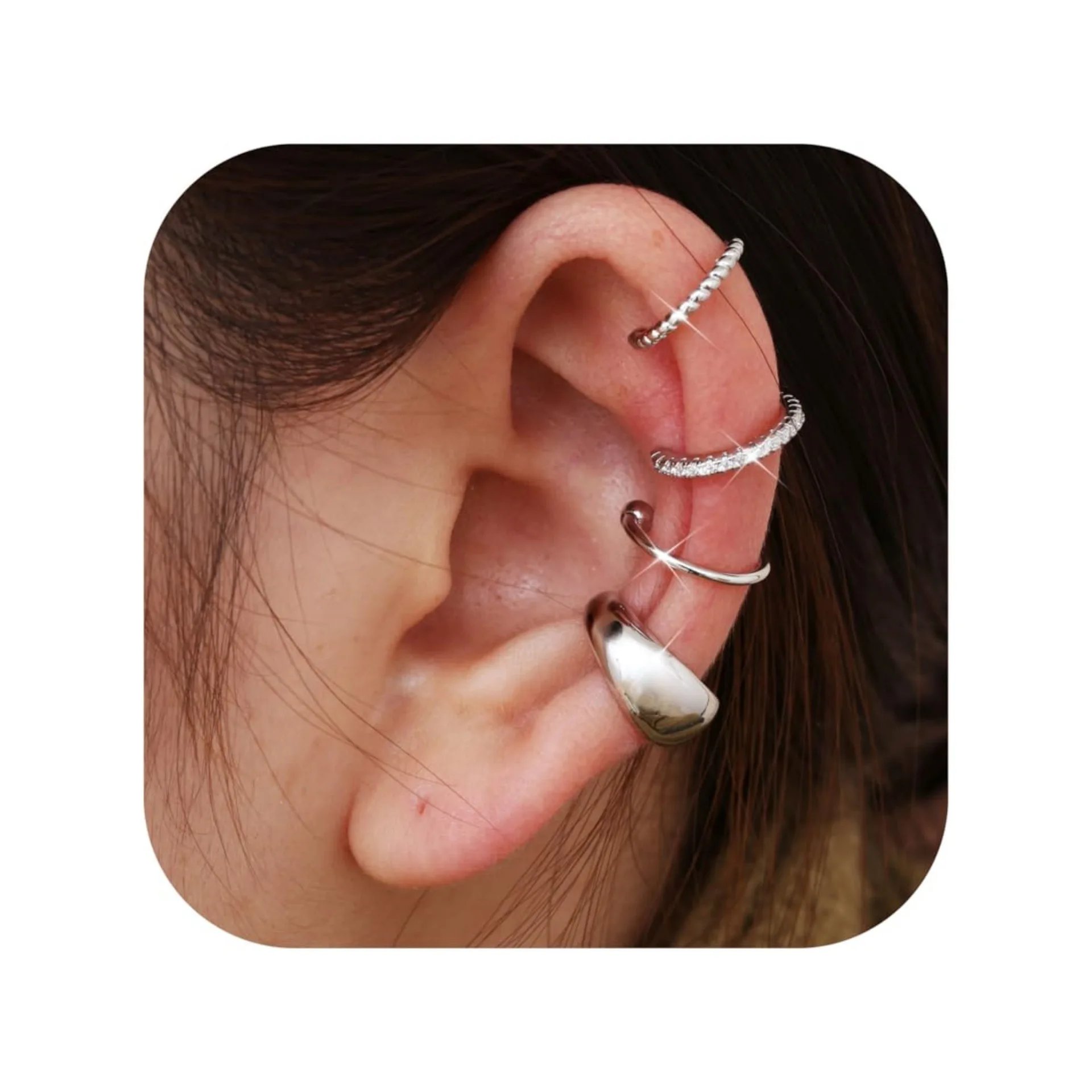 SIERADEN Oor Manchet Oorbellen voor Vrouwen Non Piercing 14K Vergulde Oor Manchetten Niet Doorboord Verstelbare Nep Oorbellen 3 STKS