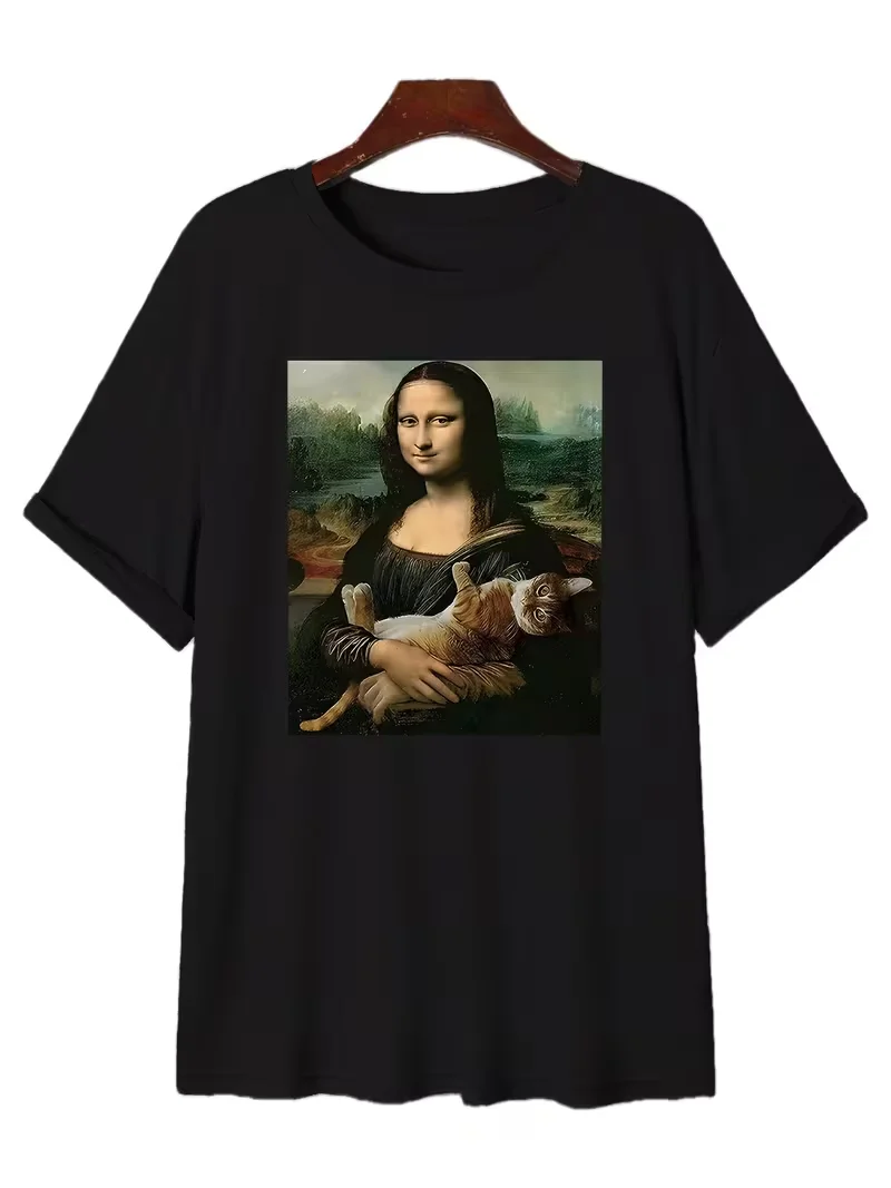 Funny Monday Lisa Mona Lisa Parody Graphic T-Shirt Unisex & Women Sarcastic Art Print TeeCasual Summer Streetwear Top