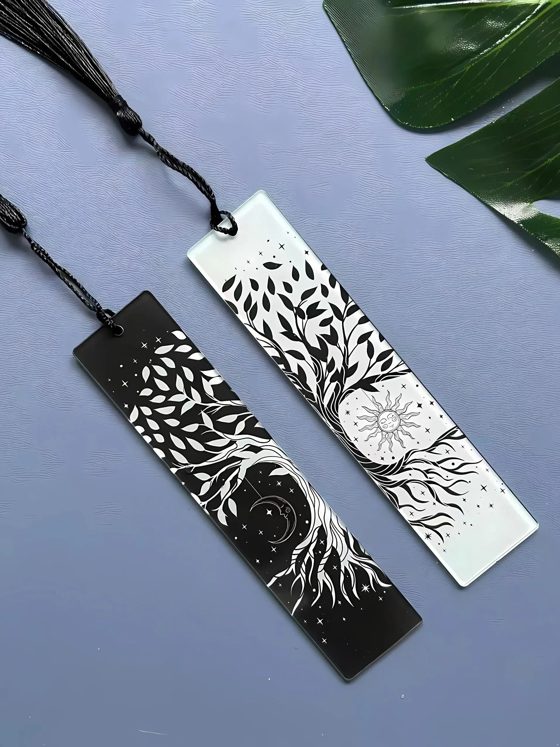 8 sztuk akrylowe zakładki artykuły do nauki dla uczniów artykuły papiernicze prezenty wystrój prezenty książka biuro drzewo życia księżyc Tarot Element patter — zdjęcie 2