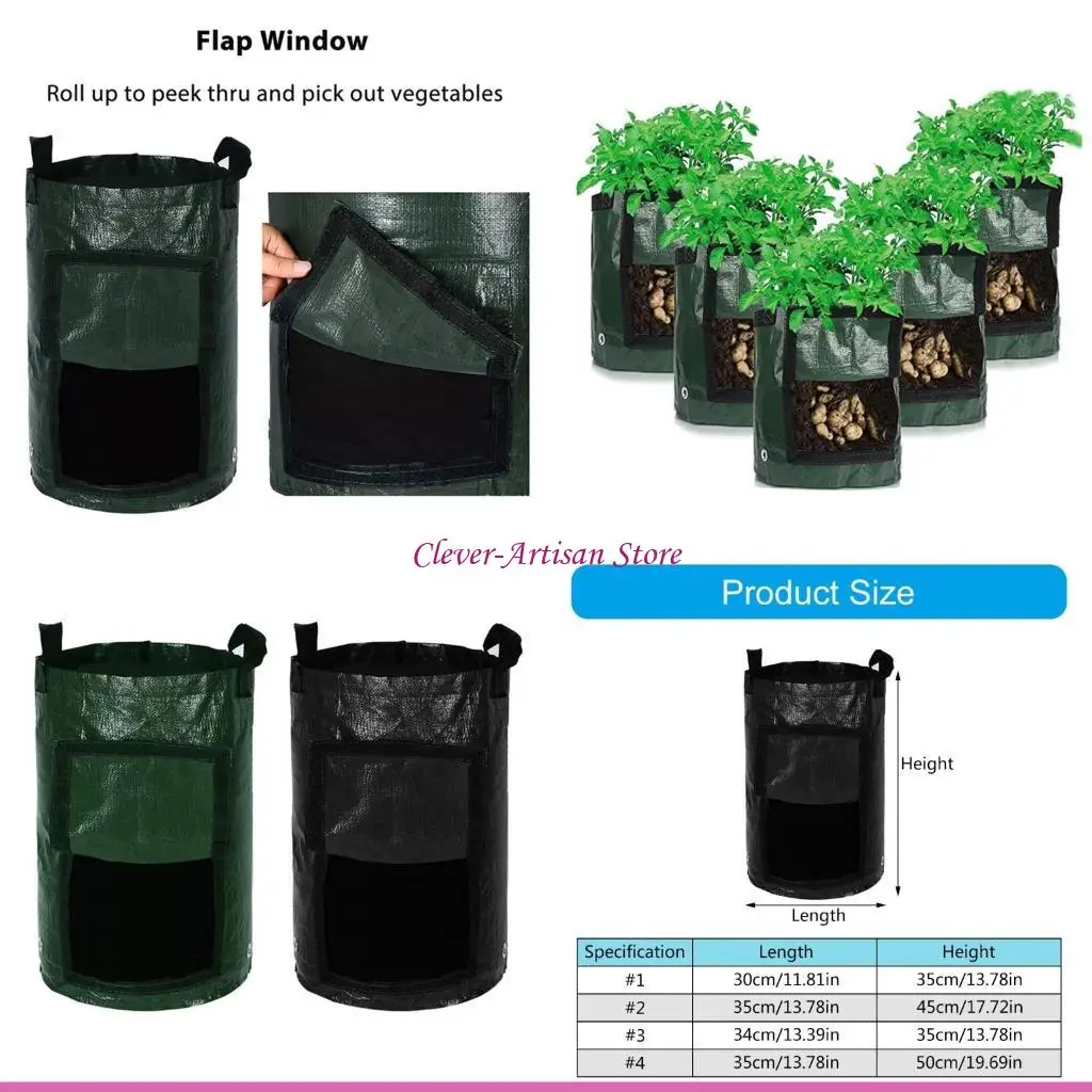 

E06B Набор из 5 мешков для выращивания растений со смотровым окошком и ручкой. Мешки для посадки. Контейнеры для уличных для и