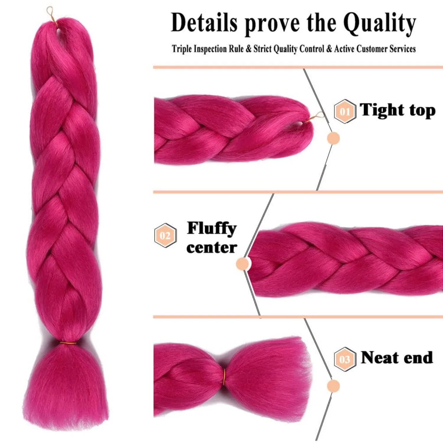 24 Inches Jumbo Braiding Hair Extensions for Women Kanekalon High Temperature Synthetic Braiding Hair for Twist Crochet Braids