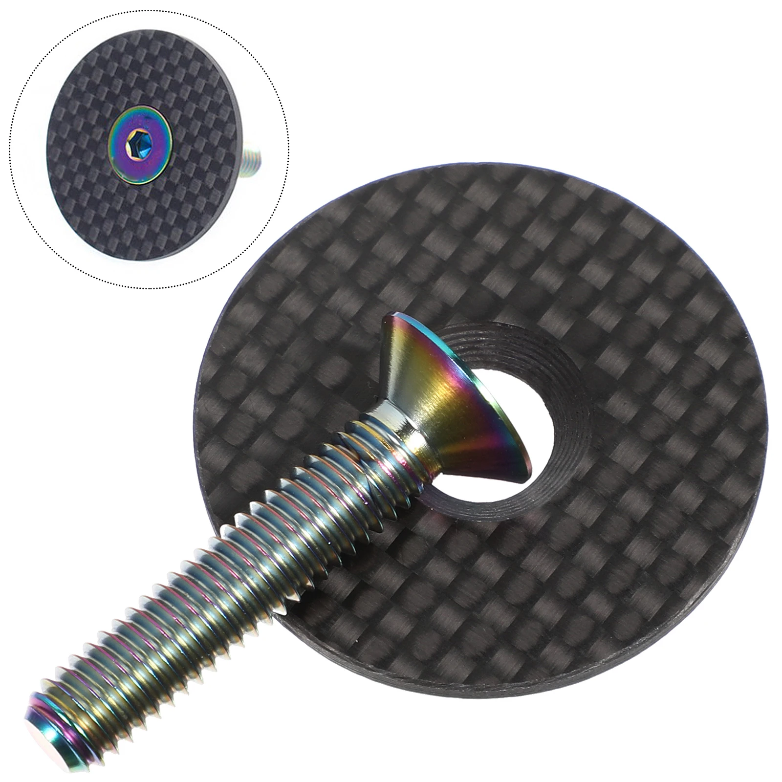 

Carbon Fiber Titanium Alloy Headset Cap For Road Bike Stem Cover Bowl Cap For Bike