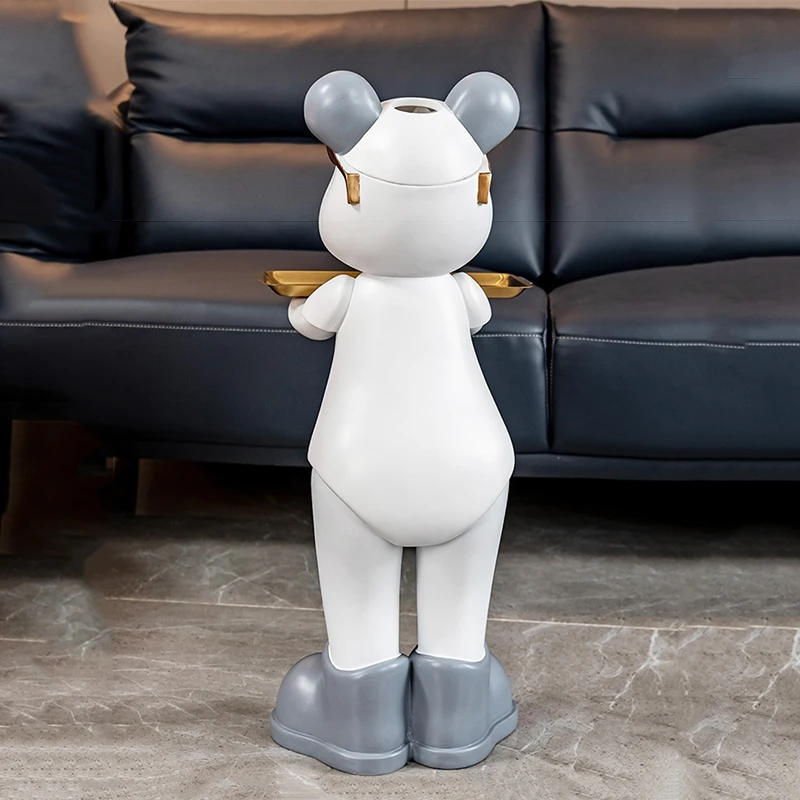 Cartoon Bear Figurines Living Room Tray Ornament Luxury Multifunctional Tissue Box Figurines Modern Home Decoration Ornament