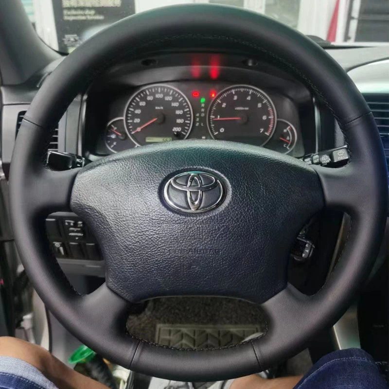 Hand-sewn Car Steering Wheel Braid Cover For Toyota Land Cruiser Prado 120 Tacoma 4Runner Hilux Highlander Microfiber Leather