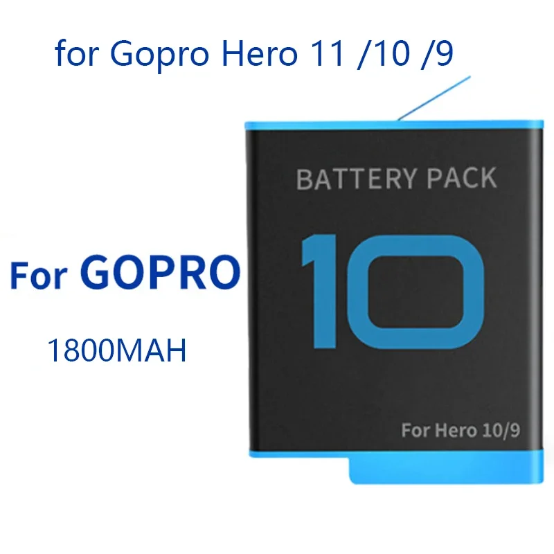 For Gopro Hero 11 10 Battery 1800mah for Gopro Hero 9 10 11 Black Accesorios Camera Batteries Bateria