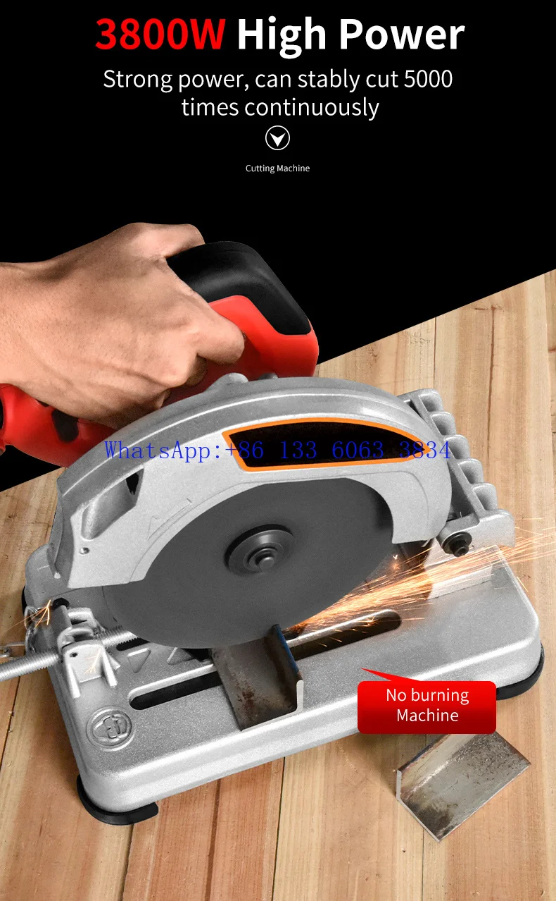 3800W Mini Profile Cutting Machine 0-45 Degrees Table Cutter Mini Electric Saw Table Saw for Cutting Metal Wood Plastic