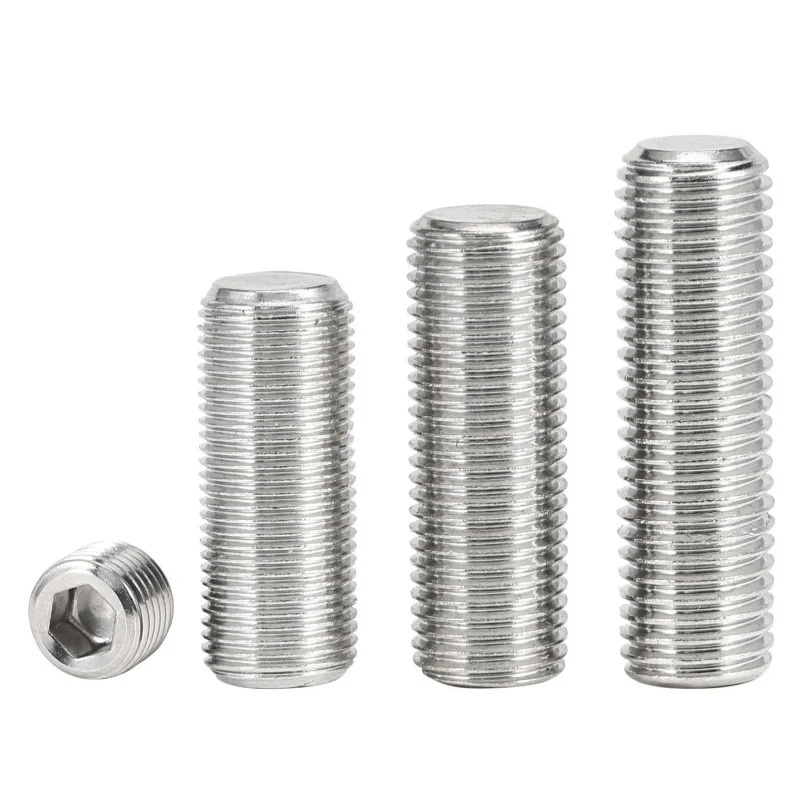 304 Stainless Steel Hex Socket Set Screw Flat Point Grub Screw Allen Headless Bolt M3 M4 M5 M6 M8 M10 M12 M14 M16