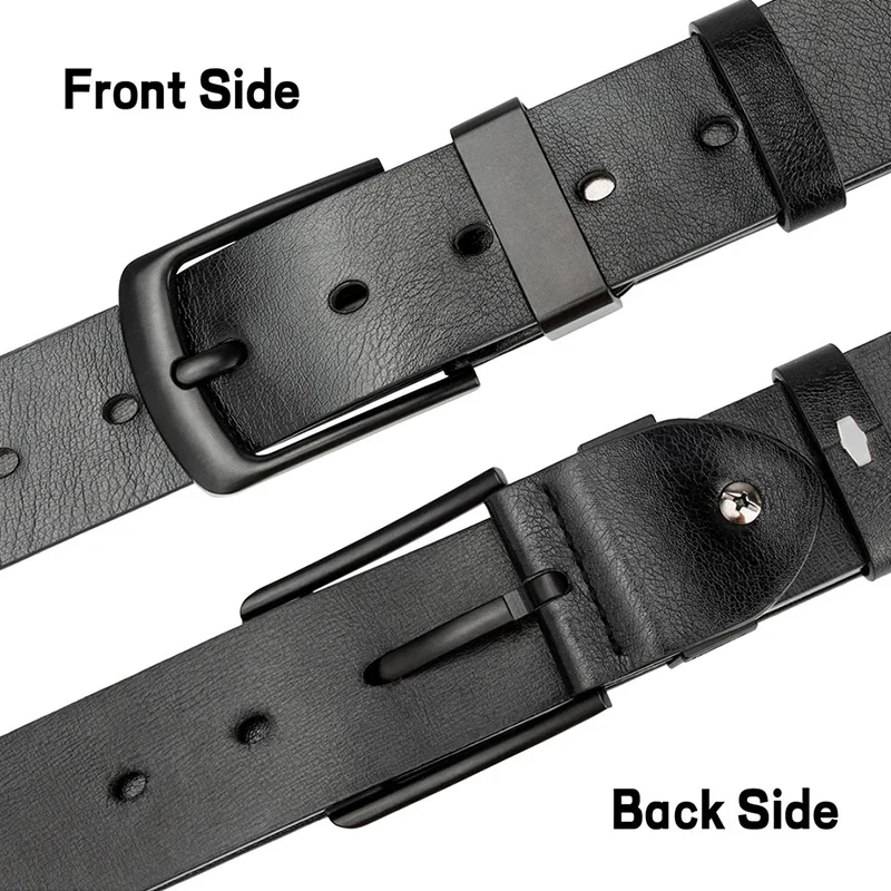 Maikun Men\'s Vintage Casual Belt Black Pin Buckle Student Versatile Leather Wide Belt