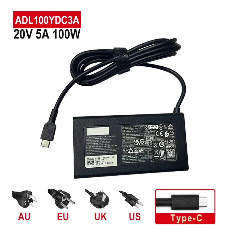 20V 5A 100W ADL100YDC3A Power Adapter USB-C Type C Charger For Lenovo Idea Pad5 Pro16 Yoga Slim 7 Pro 14IAP7 ADL100YLC3A