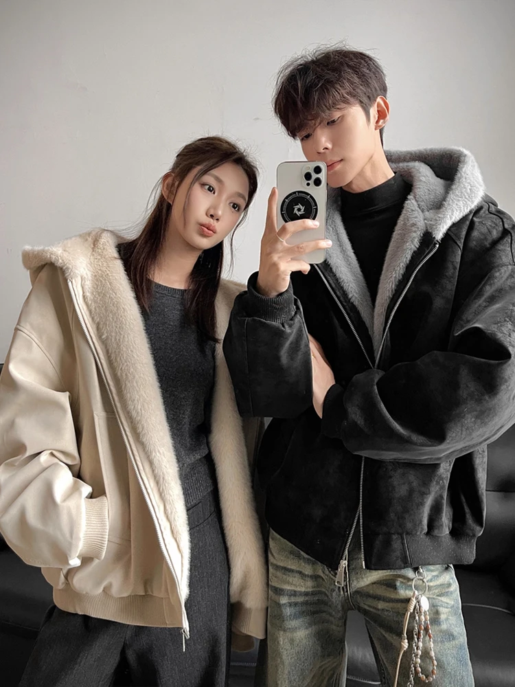 Мужская зимняя хлопковая куртка с капюшоном в стиле ретро, теплая хлопковая одежда для пар, молодежная одежда с узором горного орла...