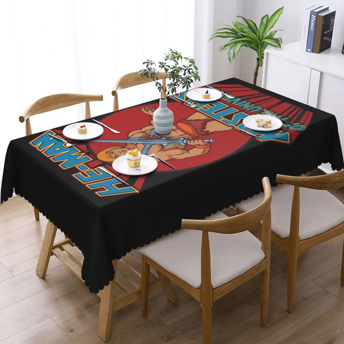 Customized Rectangular Waterproof Masters Of The Universe Table Cover Eternia Anime He-Man Table Cloth Tablecloth for Dining