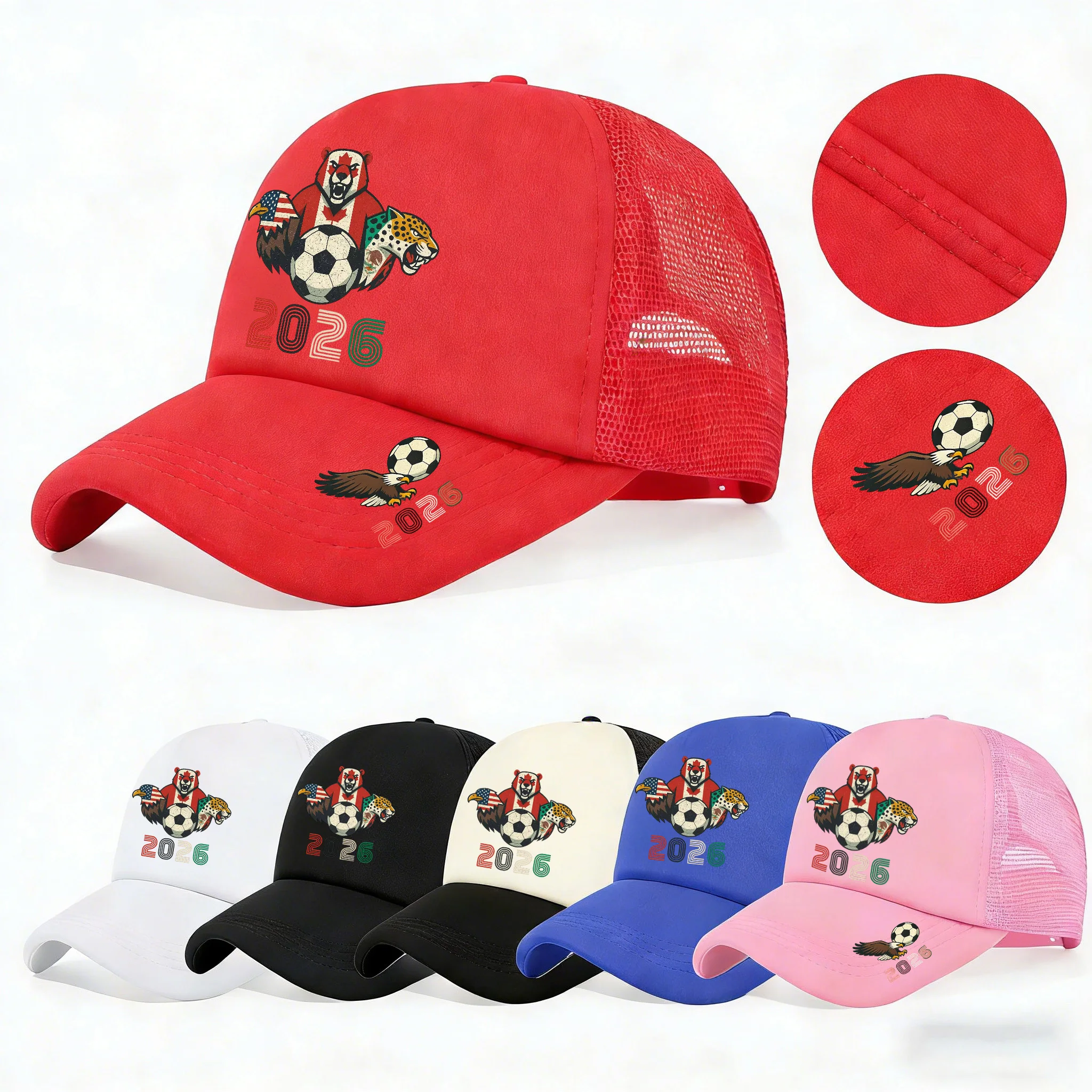 1PC Mesh Trucker Hat, Breathable, 2026 Soccer Animal Print, 