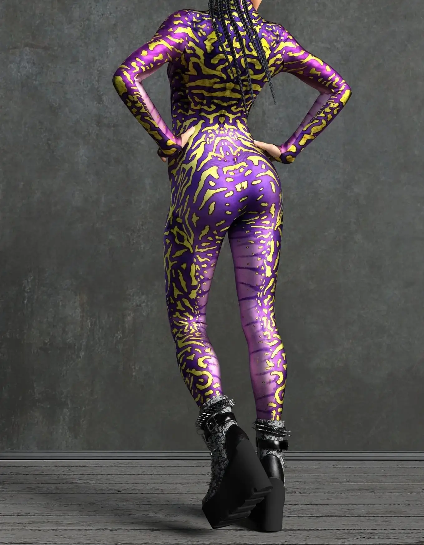 Horror-Monster Damen Cosplay Punk-Rüstungs-Jumpsuit Kostüm Elastischer Festtags-Party-Auftritts-Bodysuit Overall Zentai – Detail 31