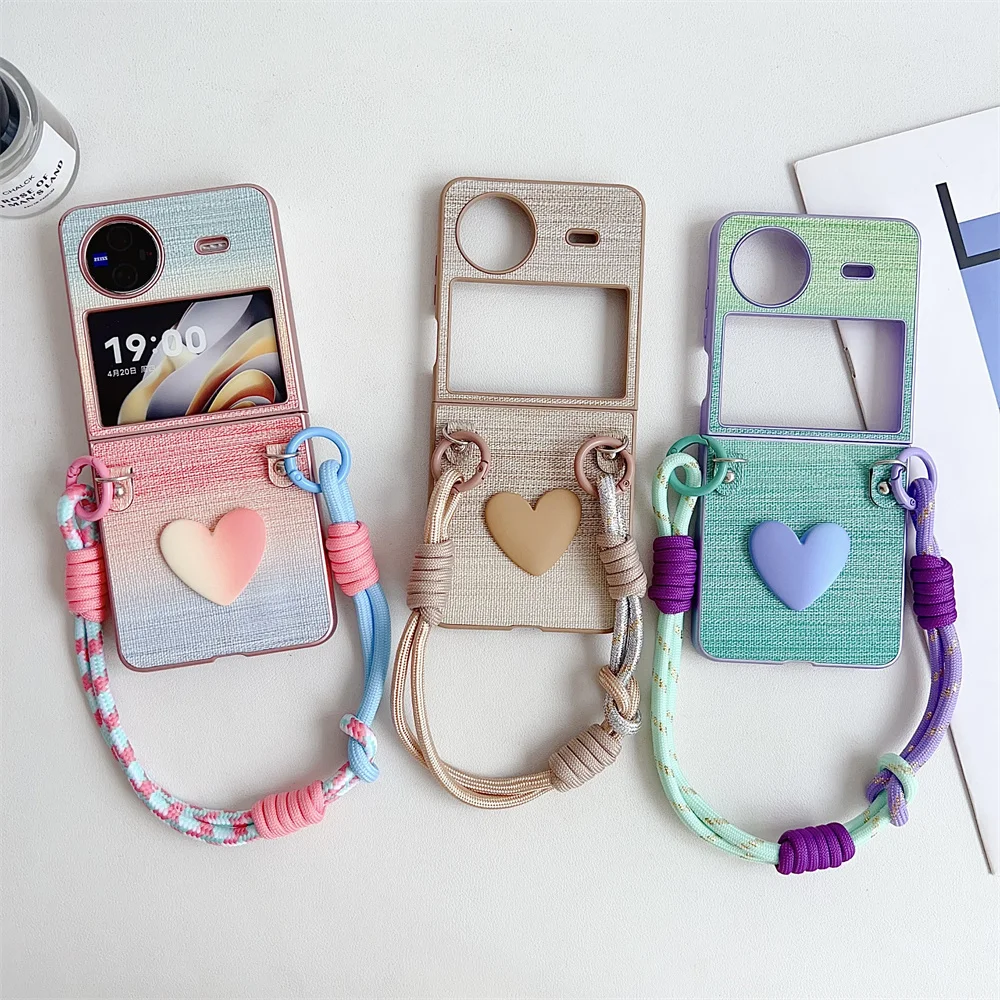 

Colorful Gradient Phone Case For VIVO X Flip Love Bracelet Protection PC Shell Protective Cover