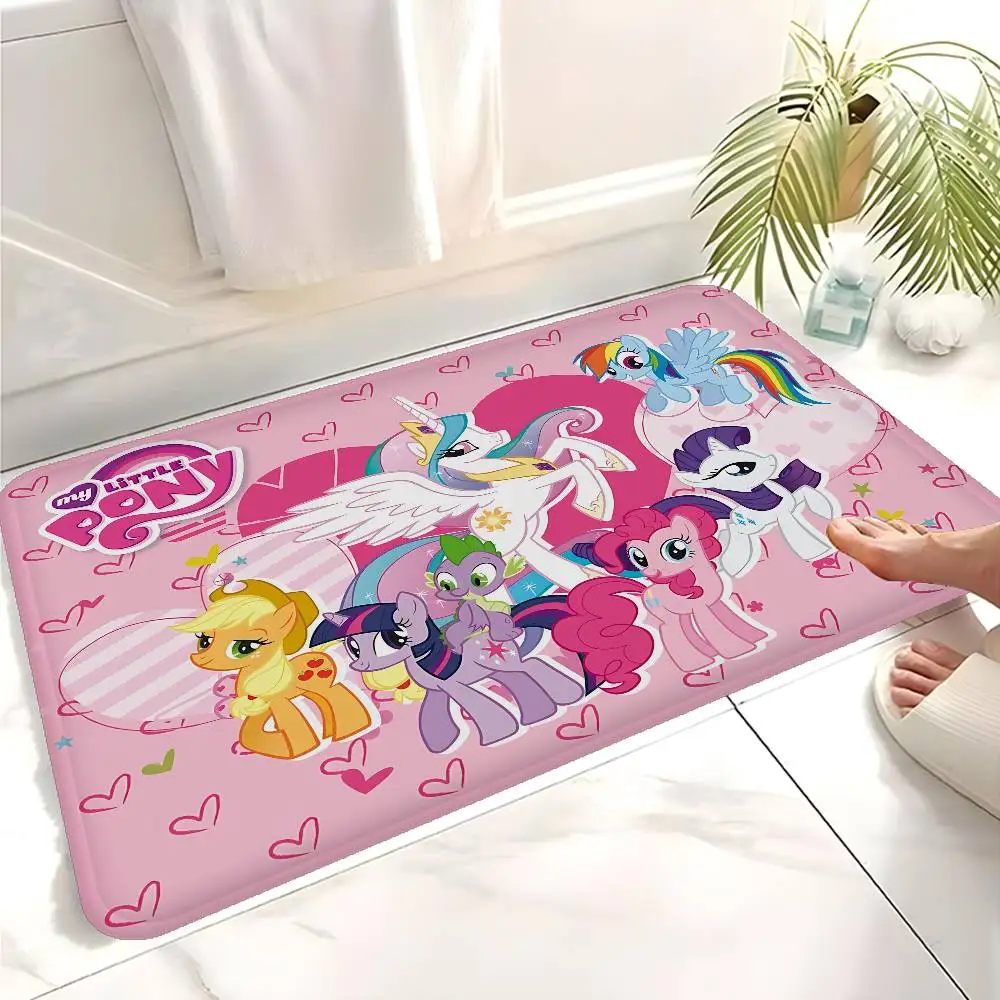 Cute M-My Cartoon P-Pony L-Little Entrance Door Mat Nordic Style Bedroom Living Room Doormat Home Balcony Anti-Slip Modern Home