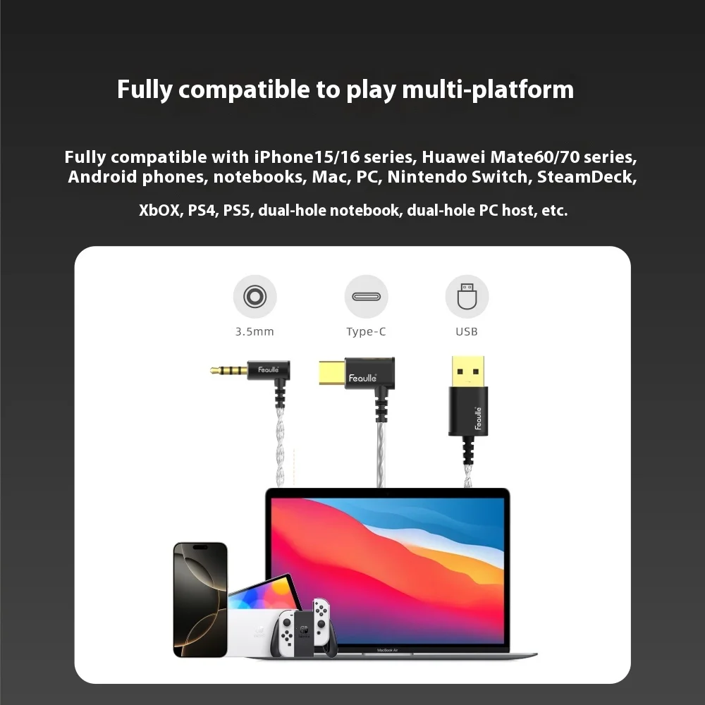 Feaulle LIAN 2 Earphone Berkabel HIFI In-Ear 3.5Mm/Tipe C/USB Earphone Pengurang Kebisingan EPS E-sport Gaming Earbud Hadiah Kustom