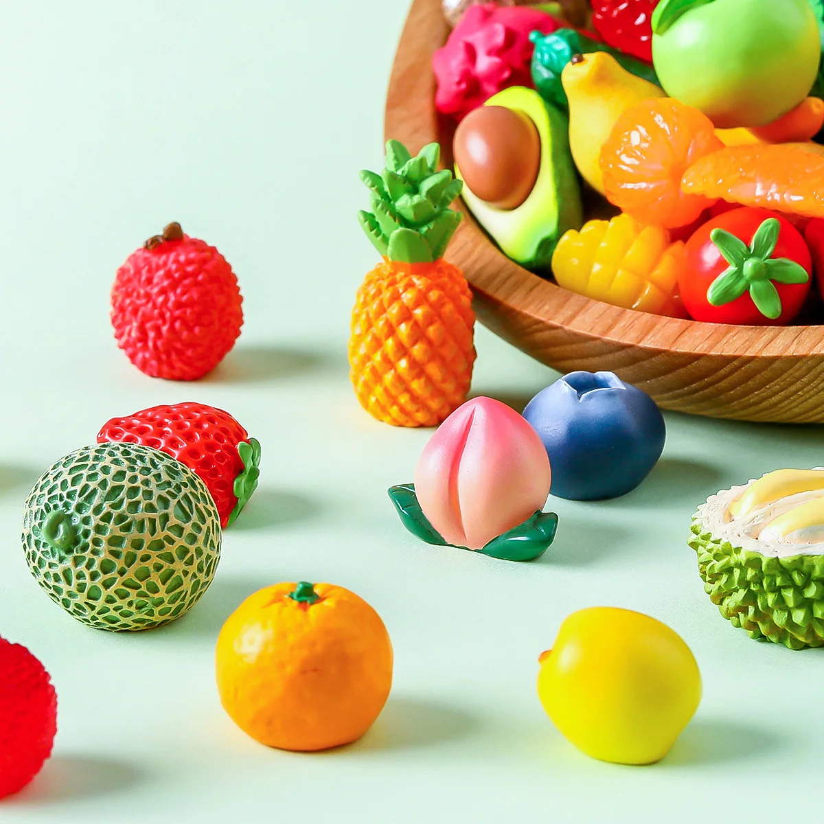 10Pcs Watermelon Orange Apple Banana Pineapple Mango Durian Cherry Tomato Figurine Miniature Fairy Garden Decoration Accessories