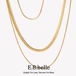 Anlauf Freie Edelstahl 18K Gold Überzogene Herryingbone Dünne Schlange Kette Schicht Halskette Sexy frauen Gold Kette Halskette