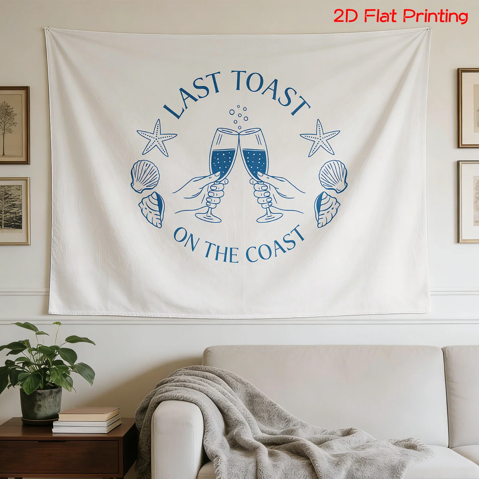 Coastal Tapestry Wall Hanging Nautical Beach Decor Last Toast Drinks Banner Large Size Home Decoration