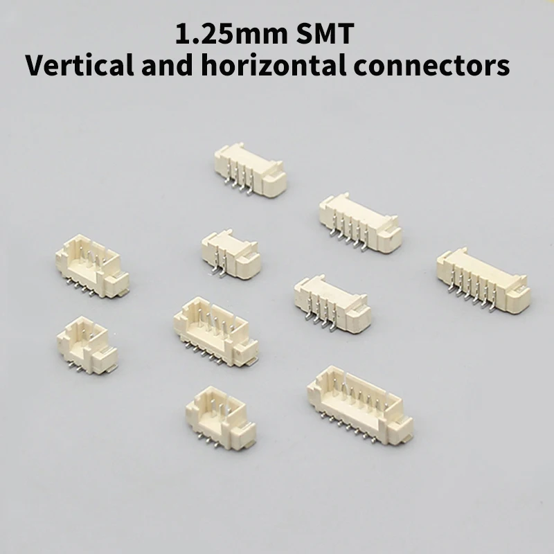 1.25MM 10PCS horizontal and vertical connector SMT patch seat connector 2P3P4P5P6P7P Wafer socket