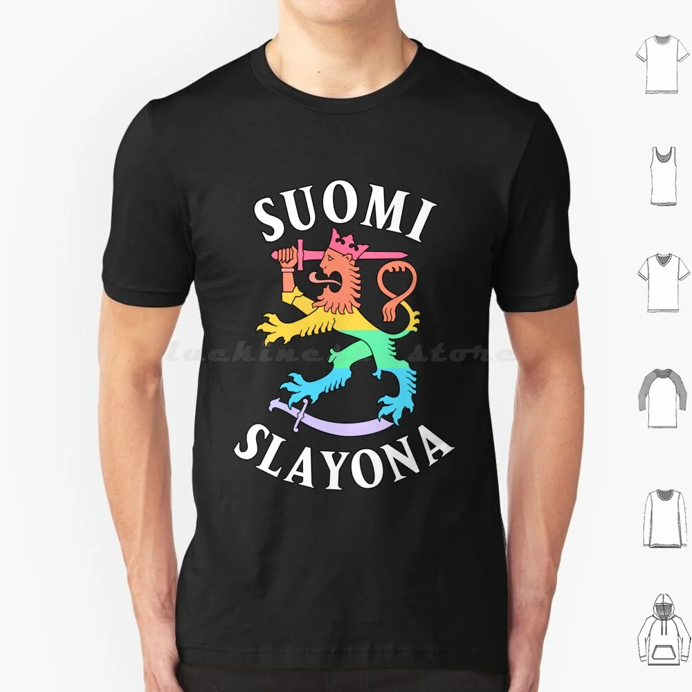 Suomi Slayona Colorful T Shirt Big Size 100% Cotton Lion Suomi Finland