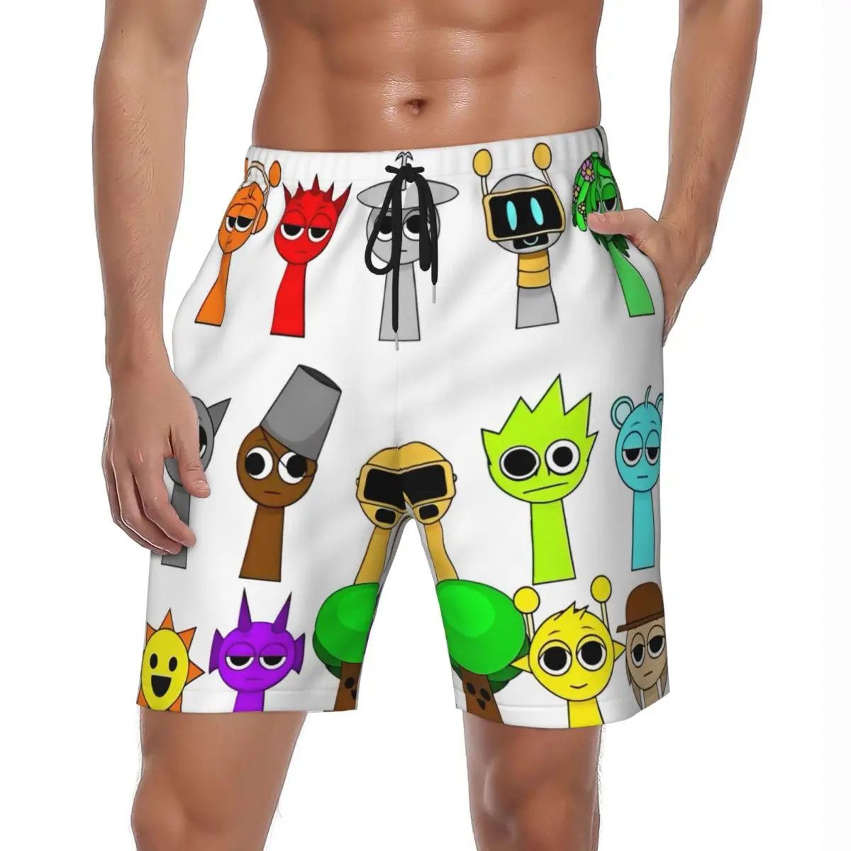 

Sprunki Incredibox Game Board шорты летние Y2K ретро настольные шорты мужские спортивные быстросохнущие плавки для фитнеса с принтом