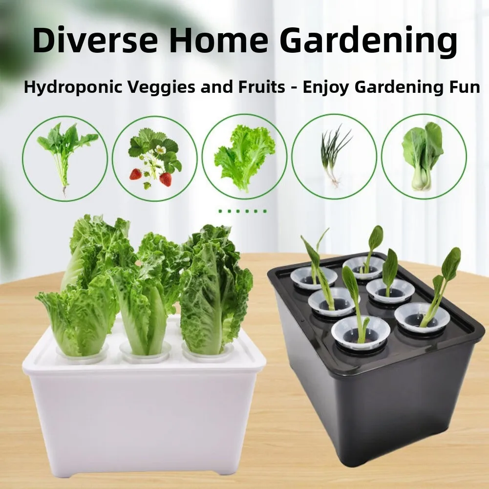 Gardening Nursery Pots 6-Holes Hydroponics Grower Box Hydroponics Growing System For  Home Garden Vegetable Herb Greenhouse